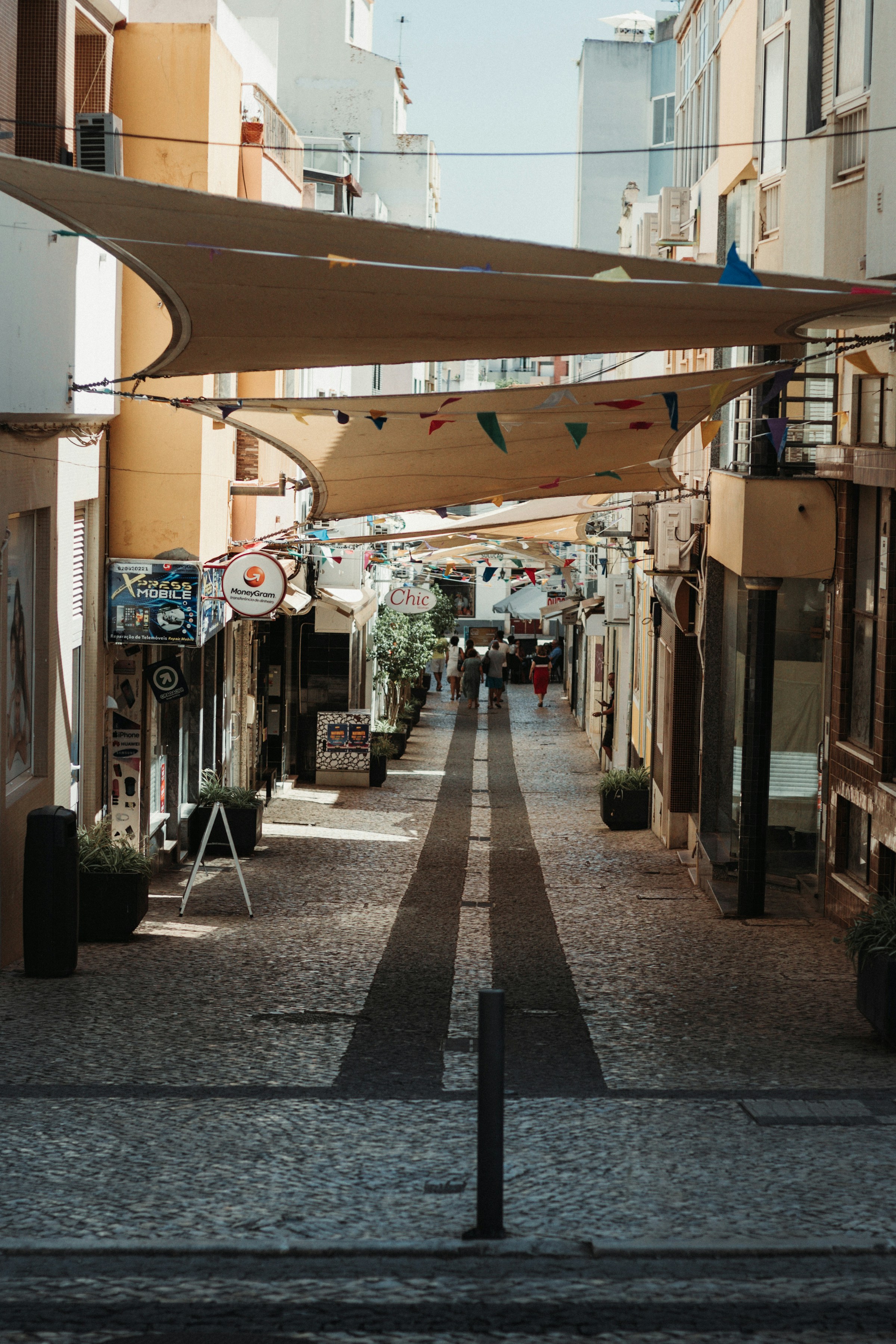 Covered market street in Portimão city centre